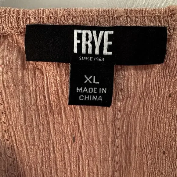 Frye Top Womens XL Light Pink Eyelet Stripe Western Festival Boho Peasant Flowy - Picture 2 of 7